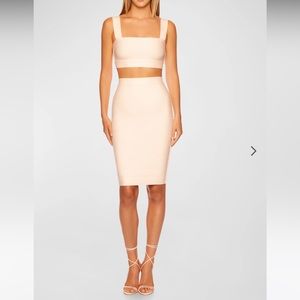 ❤️ High waist stretch bandage skirt color nude